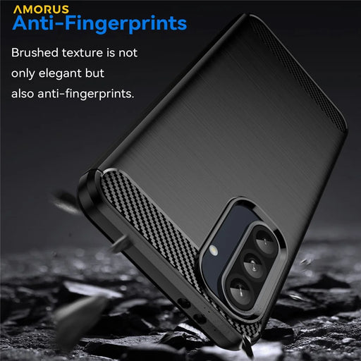 AMORUS For Samsung Galaxy A36 5G Case Carbon Fiber Texture Brushed Protective Phone Cover - Black - 2