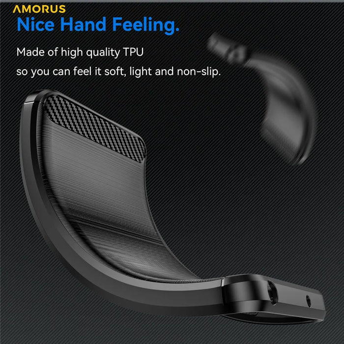 AMORUS For Samsung Galaxy S25  /  S24 Case Carbon Fiber Texture Brushed Protective Phone Cover - Black - 3