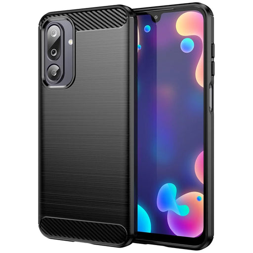AMORUS Back Case For Samsung Galaxy F36 5G  /  M36 5G  /  F16 5G  /  M16 5G Carbon Fiber Texture Brushed Protective Phone Cover - Black - 1