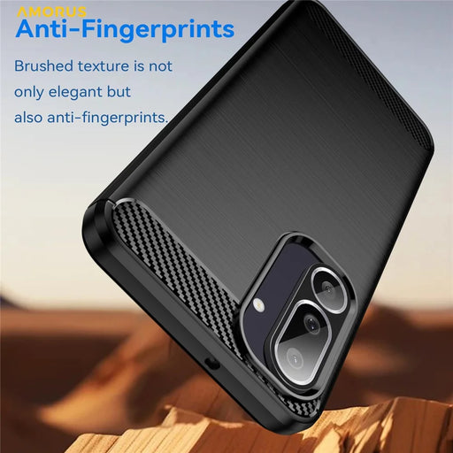 AMORUS For Samsung Galaxy F56 5G  /  M56 5G Case Carbon Fiber Texture Brushed Protective Phone Cover - Black - 2