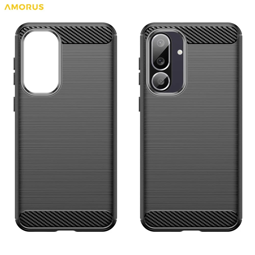 AMORUS For Samsung Galaxy F56 5G  /  M56 5G Case Carbon Fiber Texture Brushed Protective Phone Cover - Black - 7