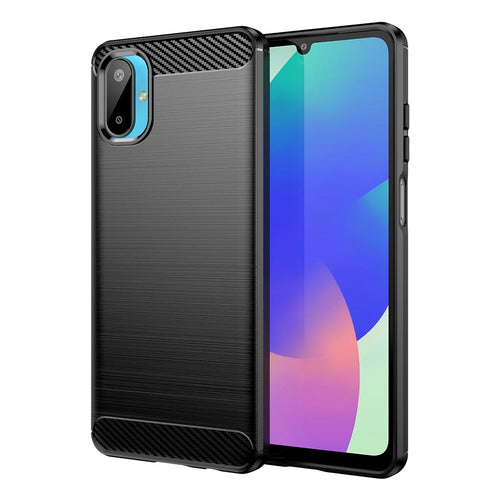 AMORUS For Samsung Galaxy M06 5G / F06 5G Case Carbon Fiber Texture Brushed Protective Phone Cover - Black - 1