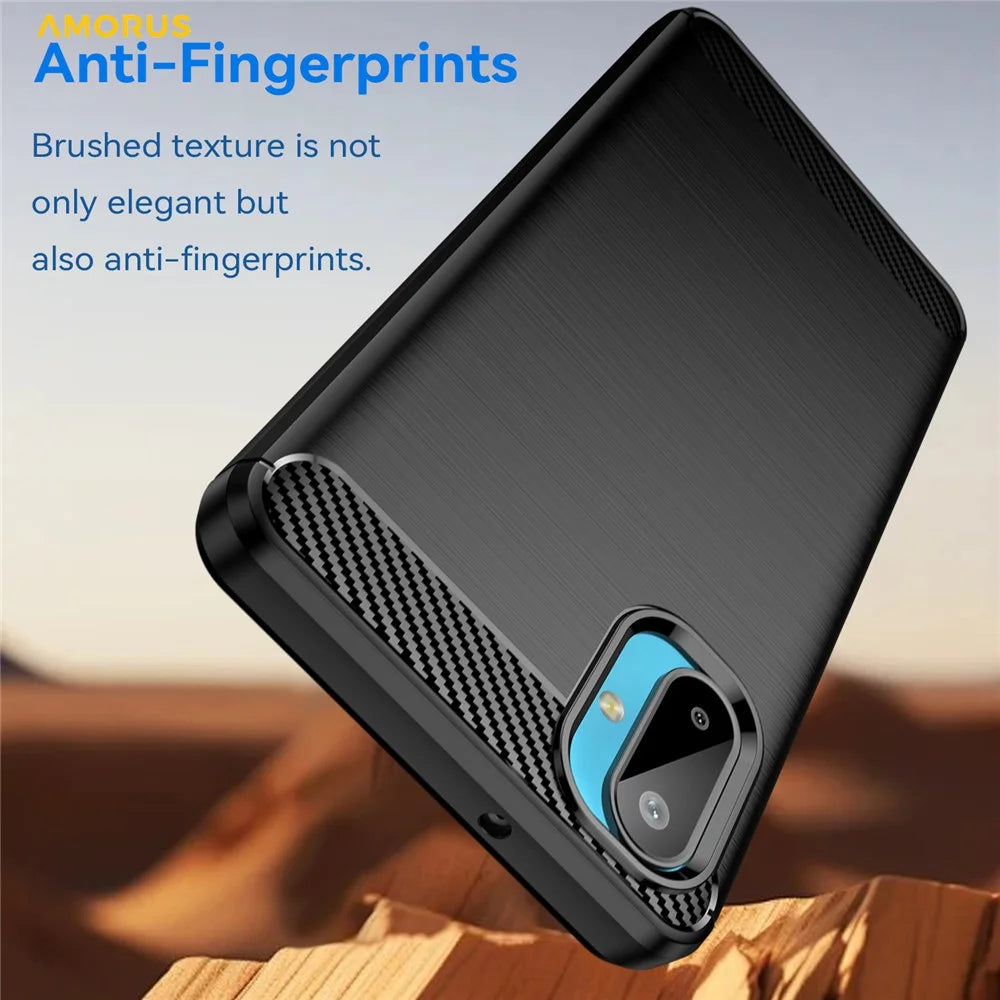 AMORUS For Samsung Galaxy M06 5G / F06 5G Case Carbon Fiber Texture Brushed Protective Phone Cover - Black - 2