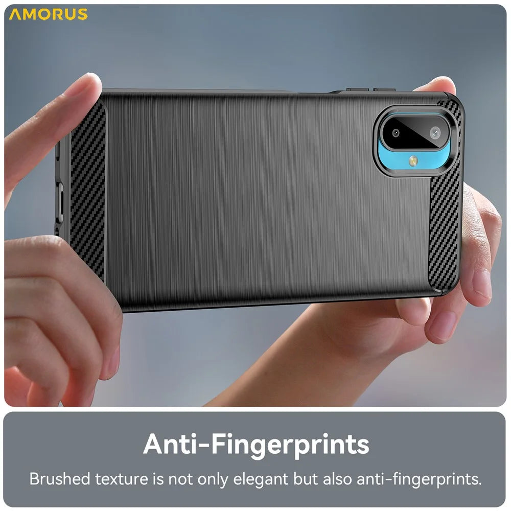 AMORUS For Samsung Galaxy M06 5G / F06 5G Case Carbon Fiber Texture Brushed Protective Phone Cover - Black - 4