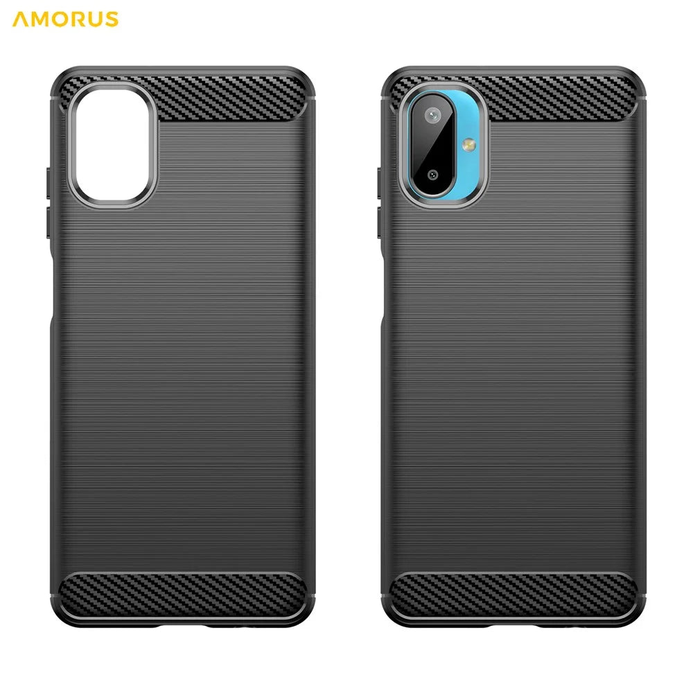 AMORUS For Samsung Galaxy M06 5G / F06 5G Case Carbon Fiber Texture Brushed Protective Phone Cover - Black - 7