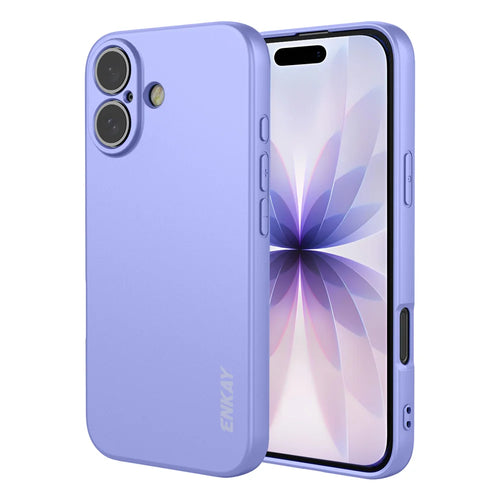 ENKAY HAT PRINCE For iPhone 17 Silicone Case   Straight Edge Cell Phone Back Cover - Purple - 1