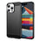 AMORUS For iPhone 15 Pro Max Case Carbon Fiber Texture Brushed Protective Phone Cover - Black - 1