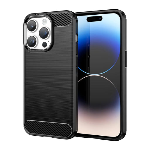 AMORUS For iPhone 14 Pro Max Case Carbon Fiber Texture Brushed Protective Phone Cover - Black - 1