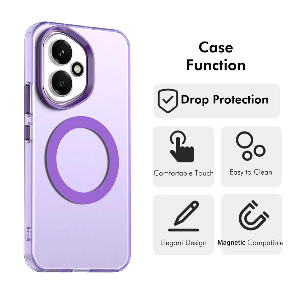 ENKAY HAT PRINCE For Honor 400 5G (Global) Case with 9H Tempered Glass PC TPU Phone Cover Magnetic Case - Purple - 2