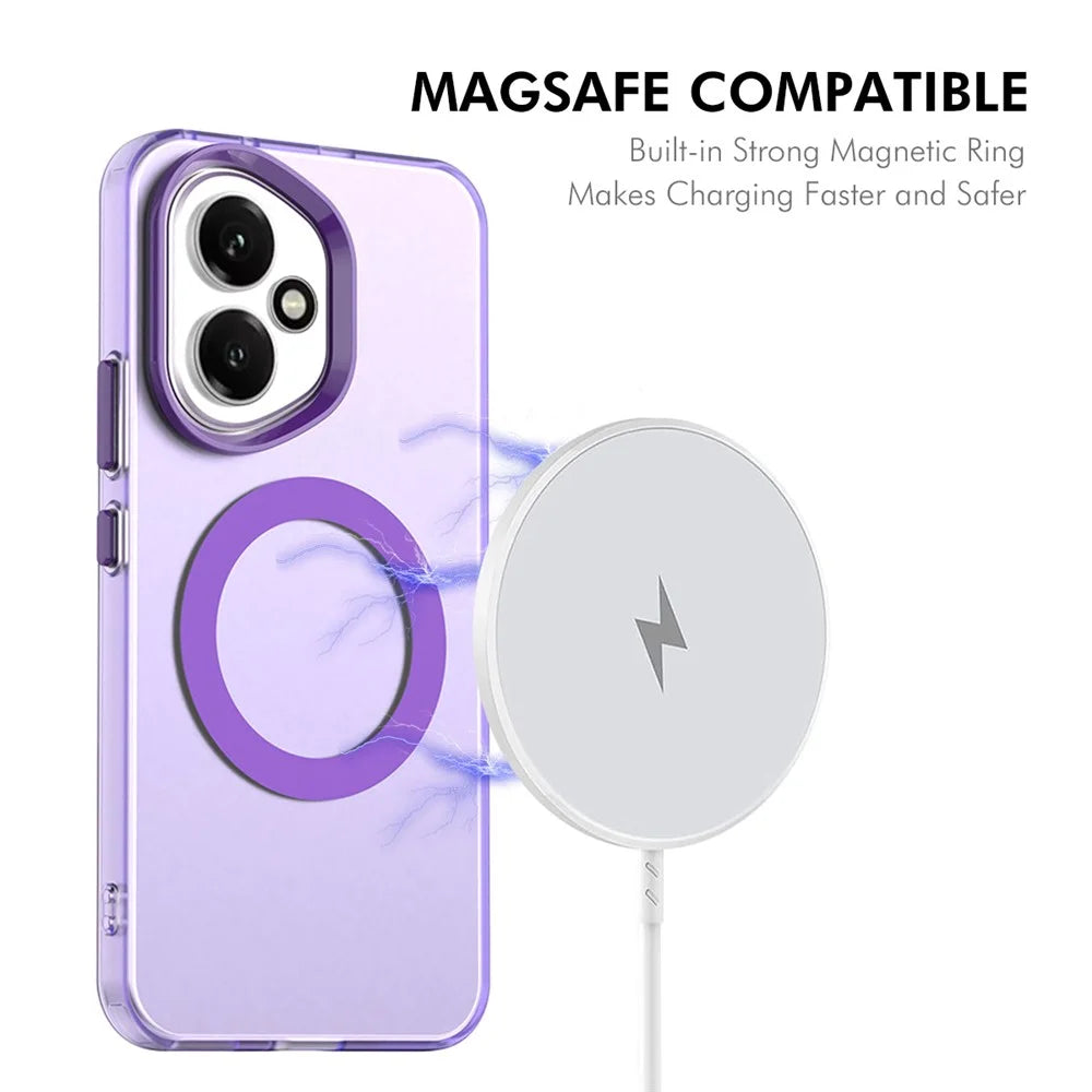 ENKAY HAT PRINCE For Honor 400 5G (Global) Case with 9H Tempered Glass PC TPU Phone Cover Magnetic Case - Purple - 3