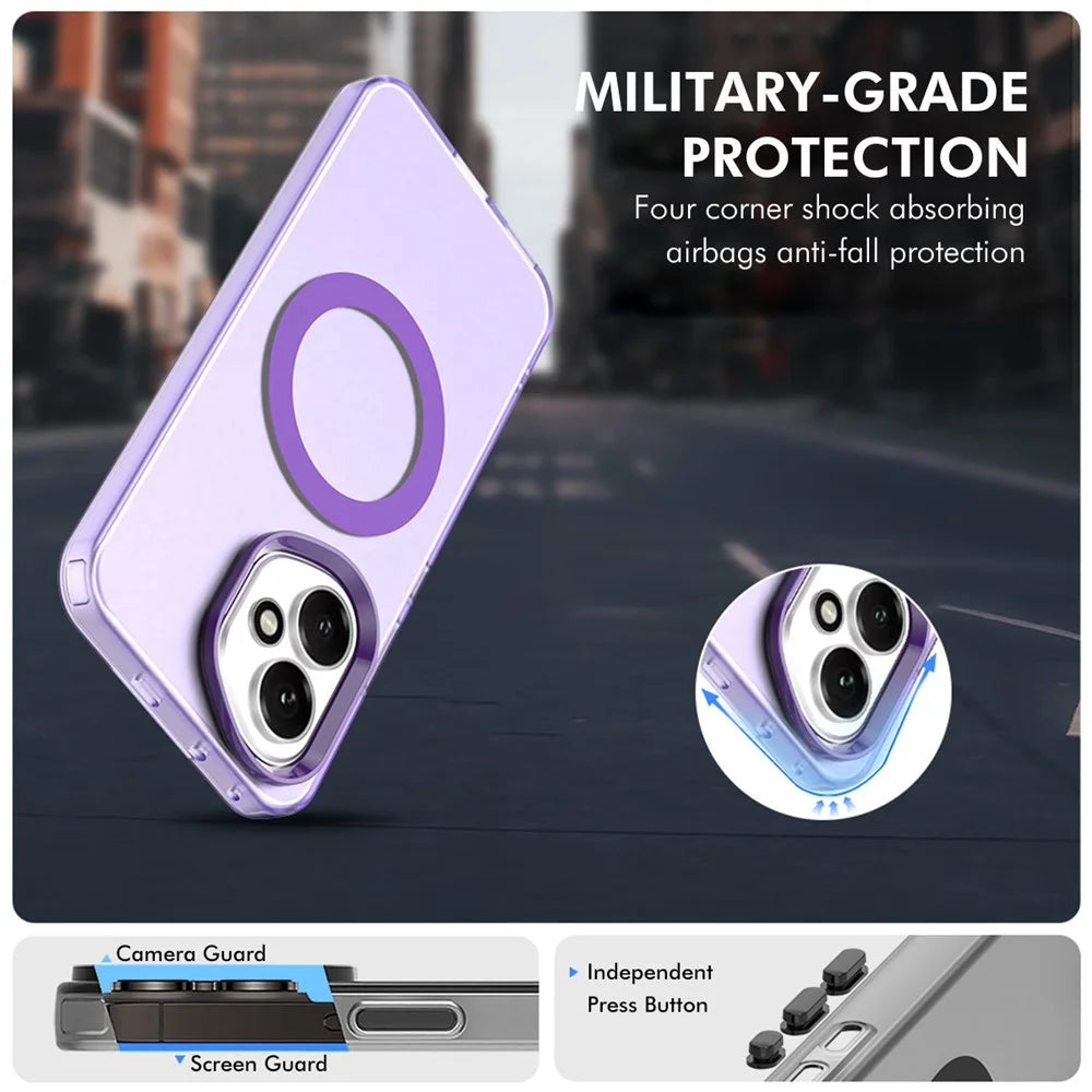 ENKAY HAT PRINCE For Honor 400 5G (Global) Case with 9H Tempered Glass PC TPU Phone Cover Magnetic Case - Purple - 5