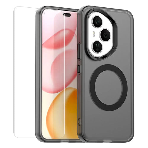 ENKAY Hat-Prince For Honor 400 Pro 5G (Global) Case with Hydrogel Film PC TPU Phone Cover Magnetic Case - Black - 1