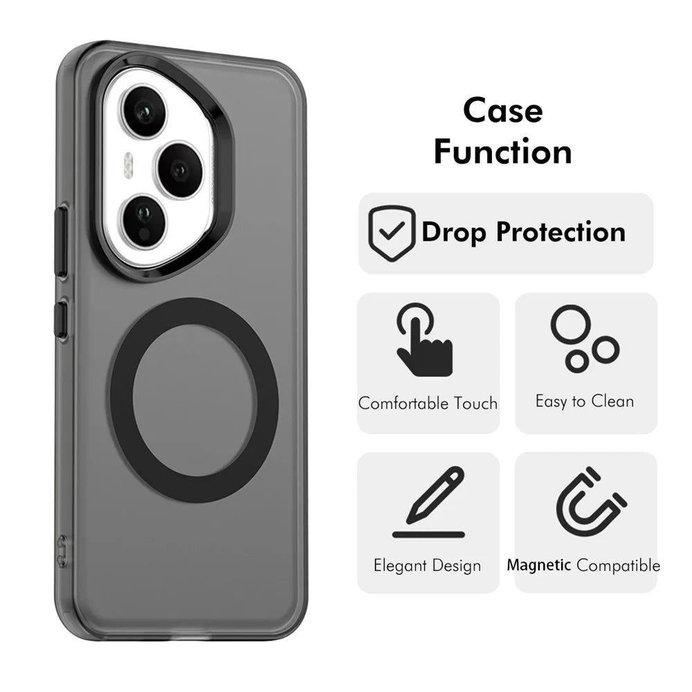 ENKAY Hat-Prince For Honor 400 Pro 5G (Global) Case with Hydrogel Film PC TPU Phone Cover Magnetic Case - Black - 2
