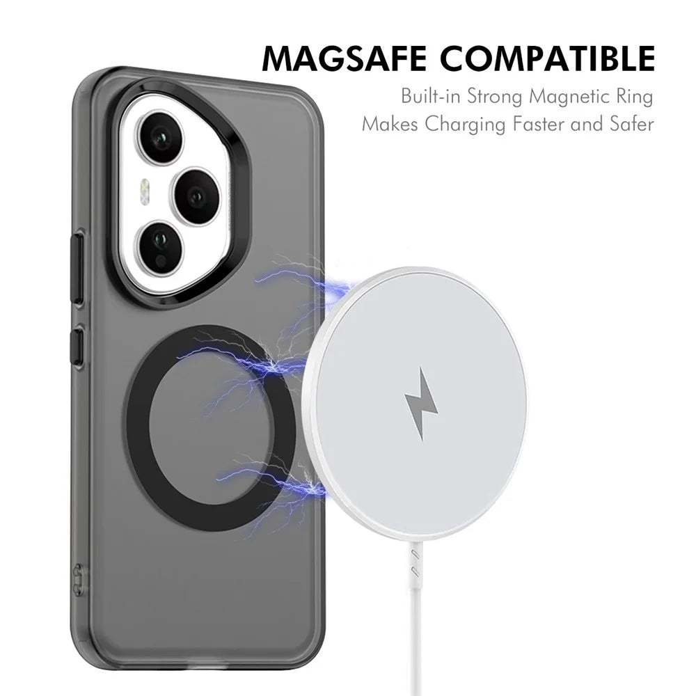 ENKAY Hat-Prince For Honor 400 Pro 5G (Global) Case with Hydrogel Film PC TPU Phone Cover Magnetic Case - Black - 3