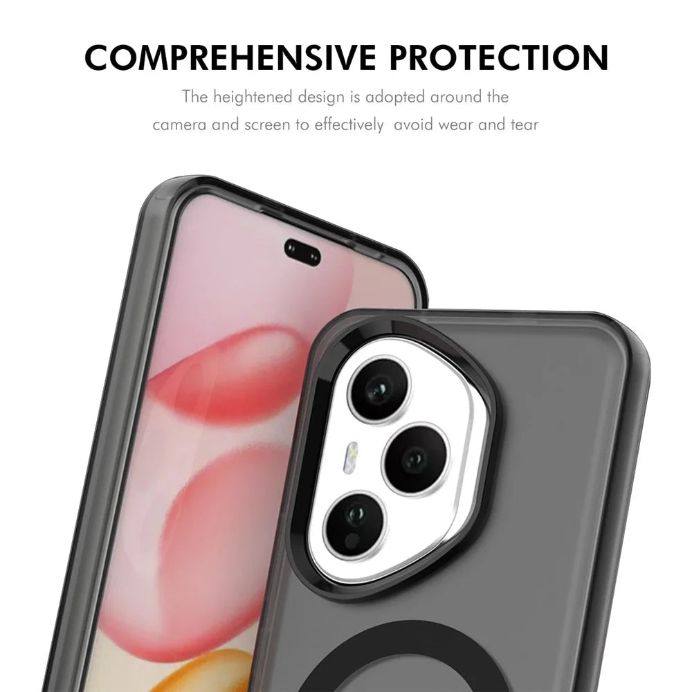 ENKAY Hat-Prince For Honor 400 Pro 5G (Global) Case with Hydrogel Film PC TPU Phone Cover Magnetic Case - Black - 4