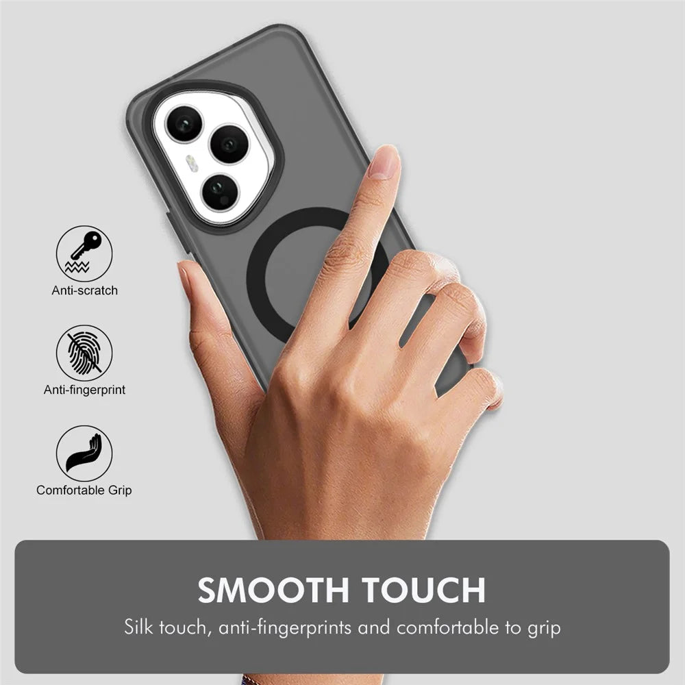 ENKAY Hat-Prince For Honor 400 Pro 5G (Global) Case with Hydrogel Film PC TPU Phone Cover Magnetic Case - Black - 6