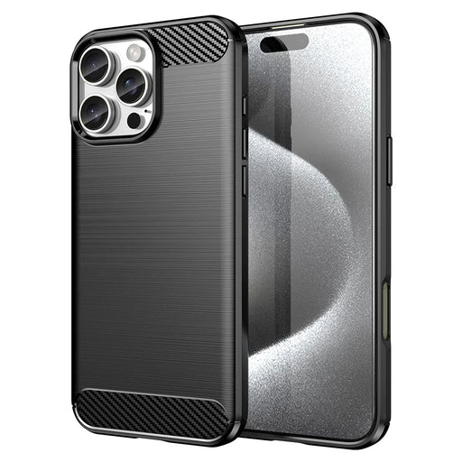 AMORUS For iPhone 16 Pro Max Case Carbon Fiber Texture Brushed Protective Phone Cover - Black - 1