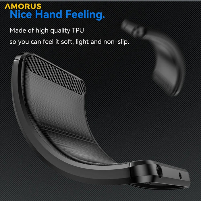 AMORUS For iPhone 16 Pro Max Case Carbon Fiber Texture Brushed Protective Phone Cover - Black - 4