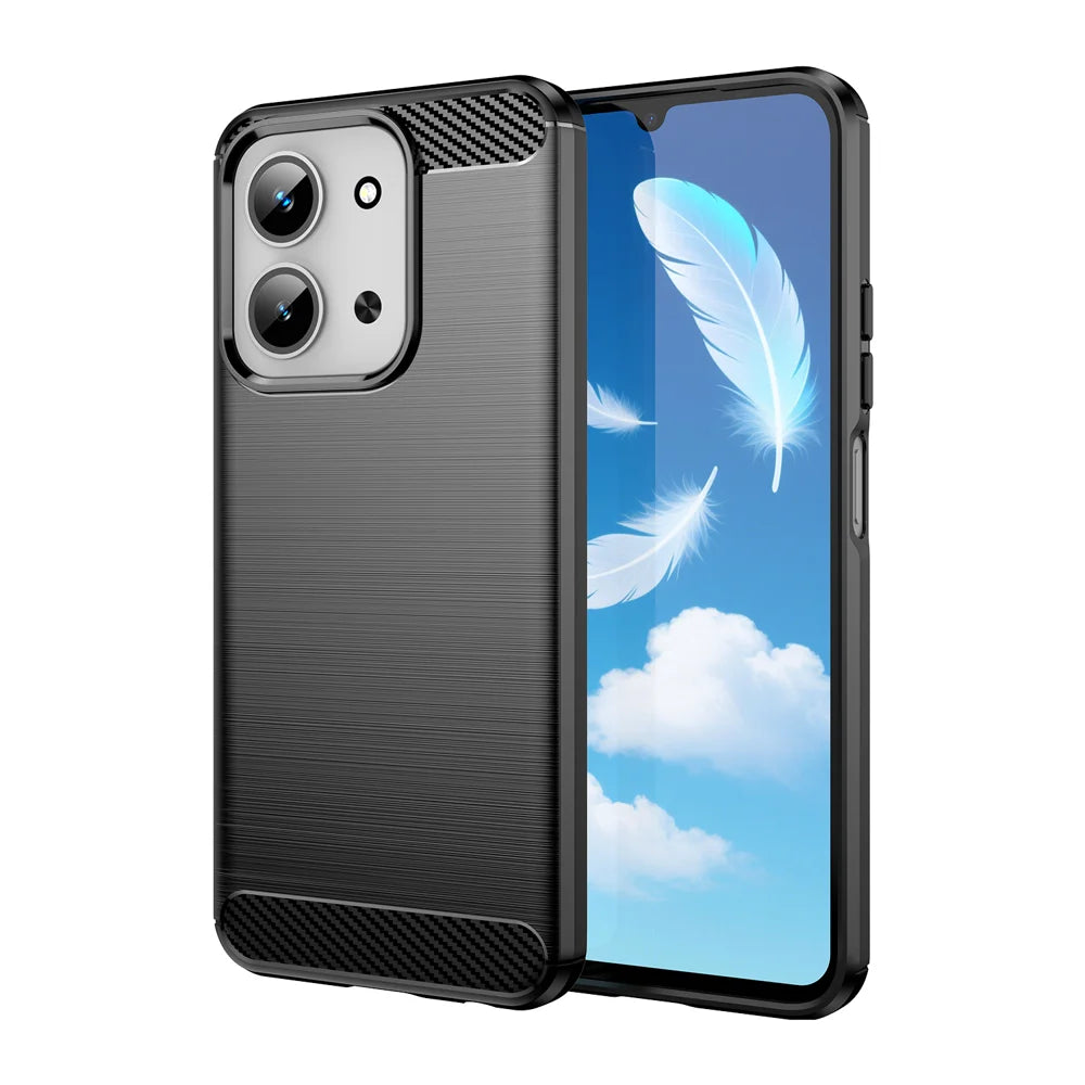 WANLONFENG For Xiaomi Redmi 15C 4G (EU) (173mm) / Xiaomi Redmi 15C 5G (EU) (173mm) Case with Screen Film  LS Series Big Lens Hole Brushed Texture TPU Phone Cover - Black - 2