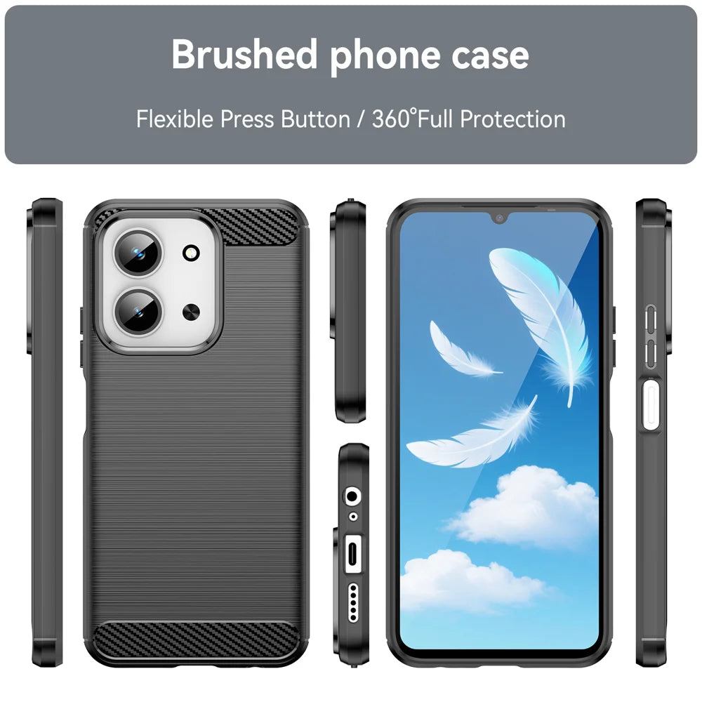 WANLONFENG For Xiaomi Redmi 15C 4G (EU) (173mm) / Xiaomi Redmi 15C 5G (EU) (173mm) Case with Screen Film  LS Series Big Lens Hole Brushed Texture TPU Phone Cover - Black - 3