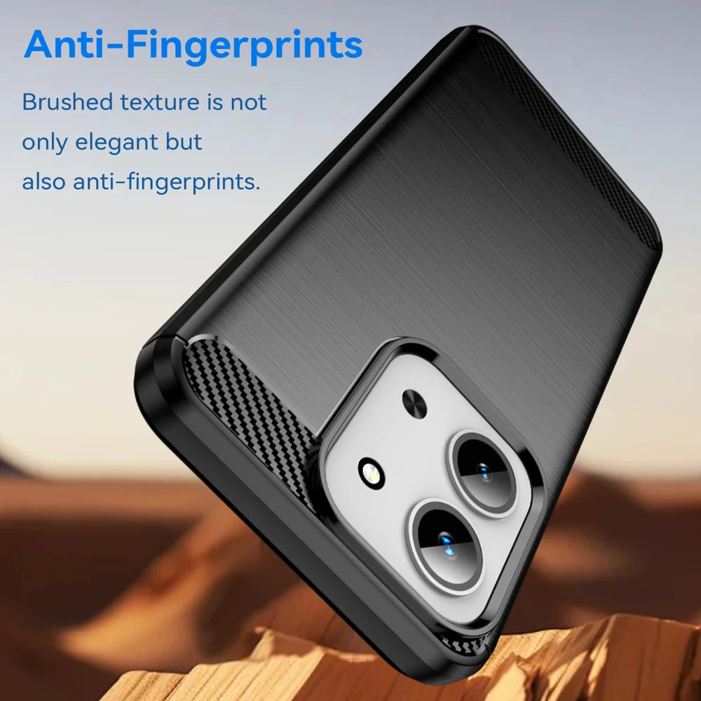 WANLONFENG For Xiaomi Redmi 15C 4G (EU) (173mm) / Xiaomi Redmi 15C 5G (EU) (173mm) Case with Screen Film  LS Series Big Lens Hole Brushed Texture TPU Phone Cover - Black - 4