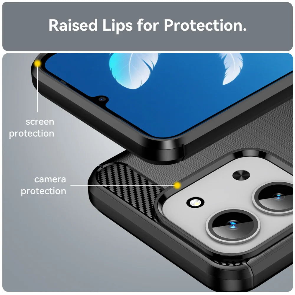 WANLONFENG For Xiaomi Redmi 15C 4G (EU) (173mm) / Xiaomi Redmi 15C 5G (EU) (173mm) Case with Screen Film  LS Series Big Lens Hole Brushed Texture TPU Phone Cover - Black - 7
