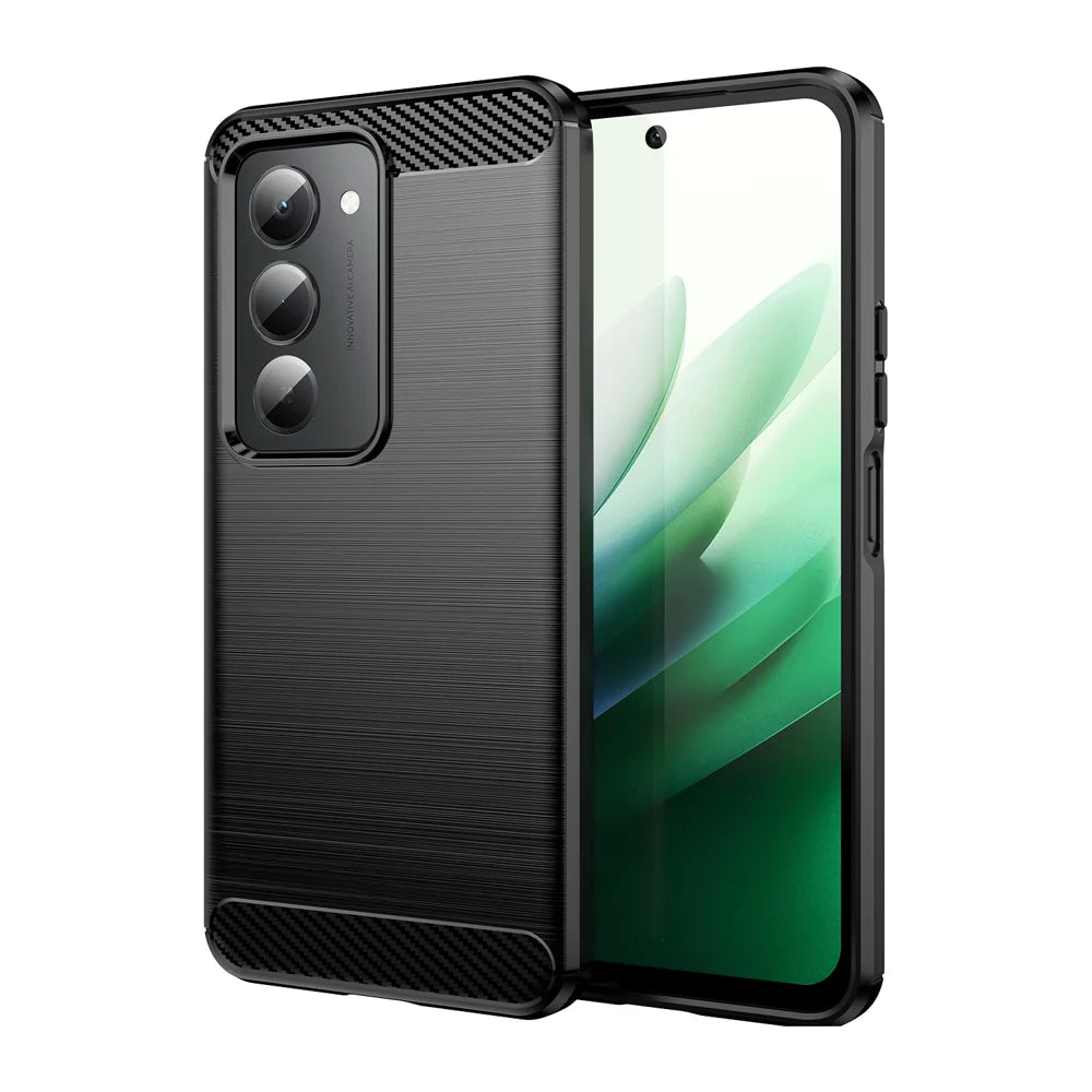 WANLONFENG For Xiaomi Redmi 15 5G (Global) (169mm) Case with Screen Film  LS Series Big Lens Hole Brushed Texture TPU Phone Cover - Black - 2