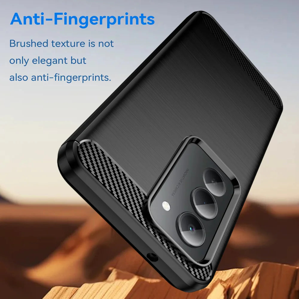 WANLONFENG For Xiaomi Redmi 15 5G (Global) (169mm) Case with Screen Film  LS Series Big Lens Hole Brushed Texture TPU Phone Cover - Black - 4