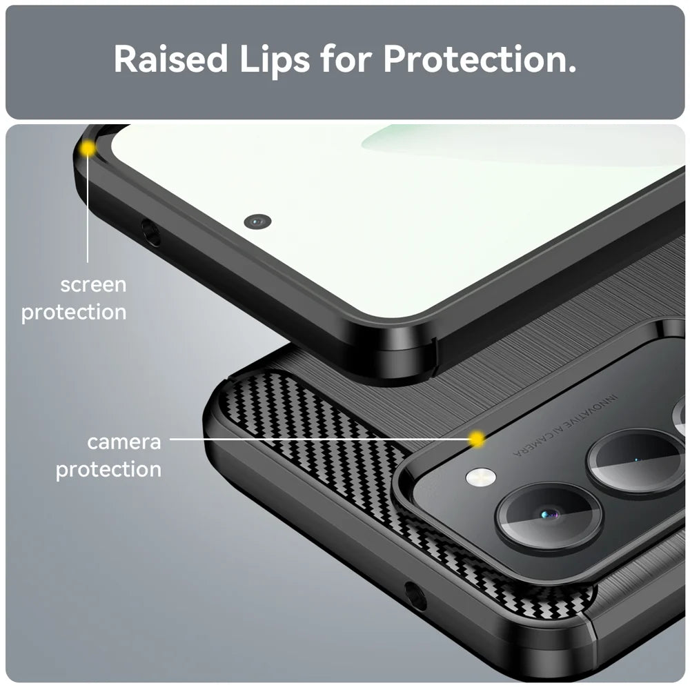 WANLONFENG For Xiaomi Redmi 15 5G (Global) (169mm) Case with Screen Film  LS Series Big Lens Hole Brushed Texture TPU Phone Cover - Black - 7