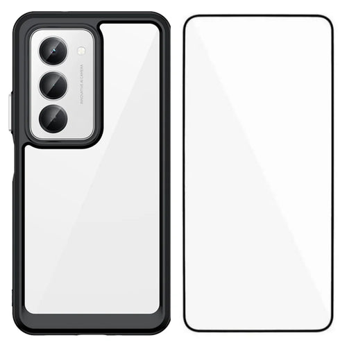 WANLONFENG For Xiaomi Redmi 15 5G (Global) (169mm) Phone Case  XC Series TPU Acrylic Cover with Tempered Glass (Big Lens Hole) - Black - 1