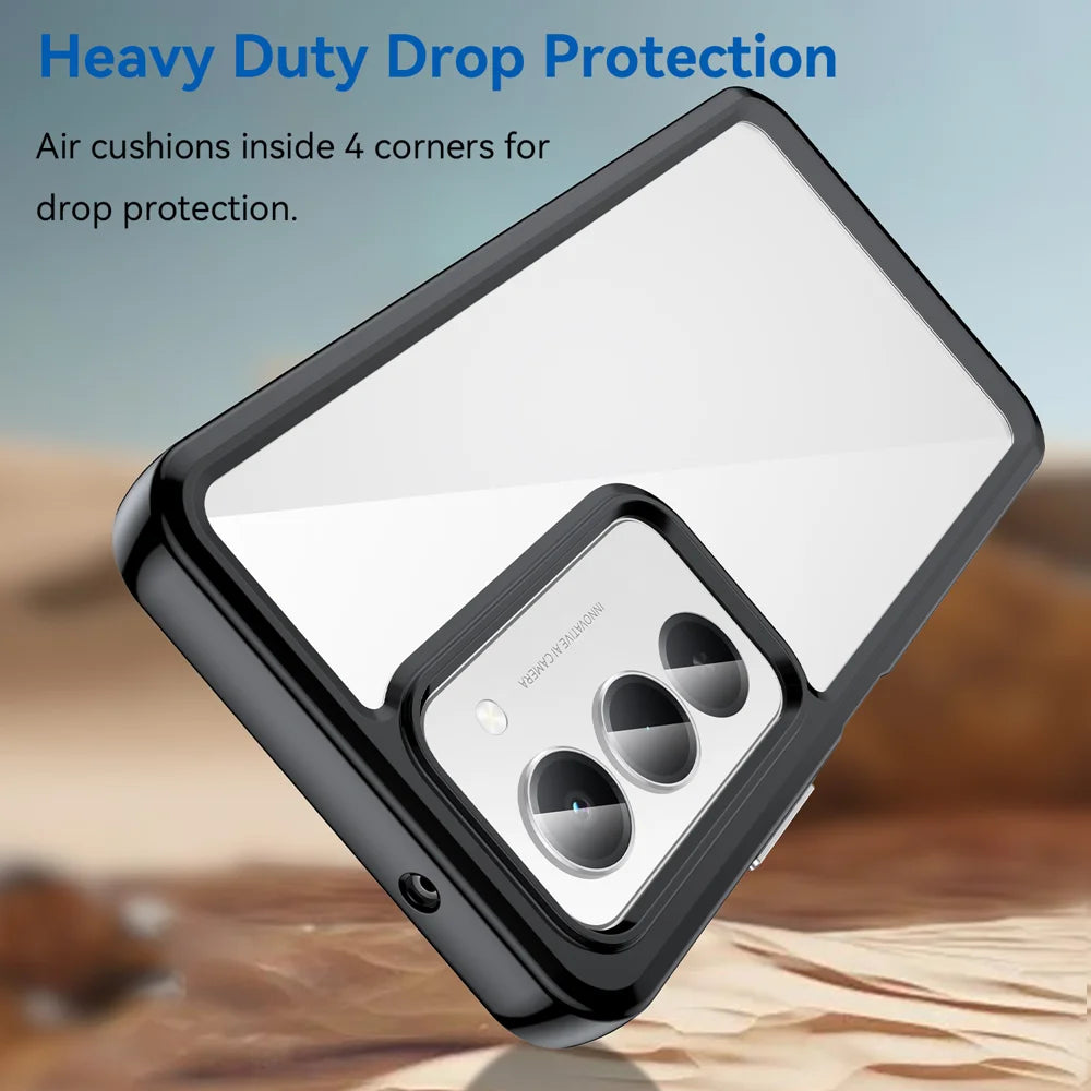 WANLONFENG For Xiaomi Redmi 15 5G (Global) (169mm) Phone Case  XC Series TPU Acrylic Cover with Tempered Glass (Big Lens Hole) - Black - 4