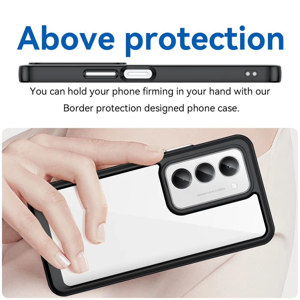 WANLONFENG For Xiaomi Redmi 15 5G (Global) (169mm) Phone Case  XC Series TPU Acrylic Cover with Tempered Glass (Big Lens Hole) - Black - 5