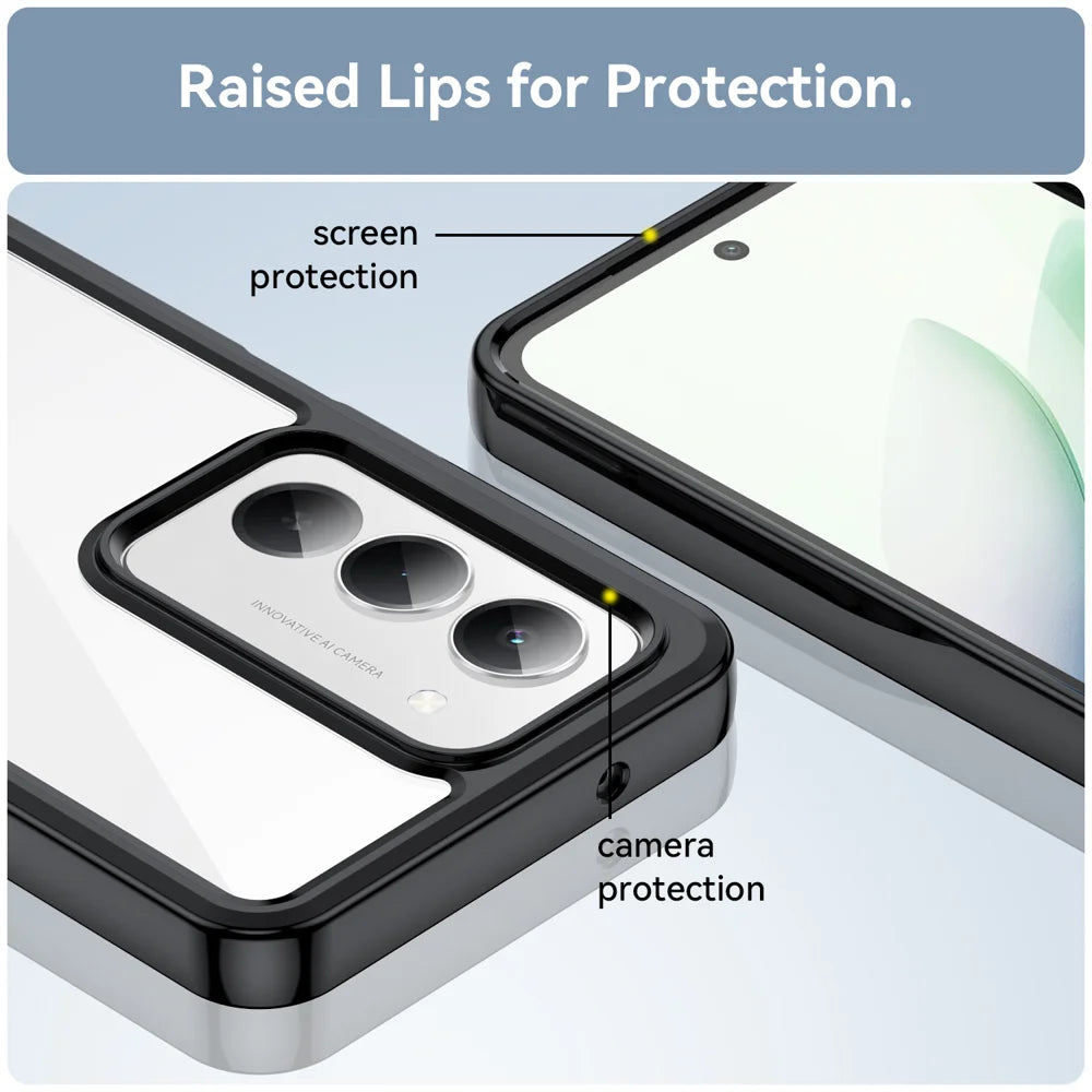 WANLONFENG For Xiaomi Redmi 15 5G (Global) (169mm) Phone Case  XC Series TPU Acrylic Cover with Tempered Glass (Big Lens Hole) - Black - 7