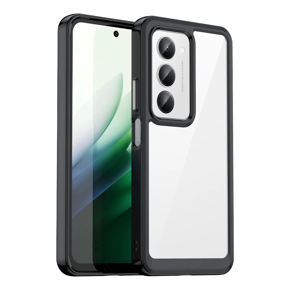 WANLONFENG For Xiaomi Redmi 15 4G (EU) (171mm) / Xiaomi Redmi 15 5G (EU) (171mm) Phone Case  XC Series TPU Acrylic Cover with Tempered Glass (Big Lens Hole) - Black - 2
