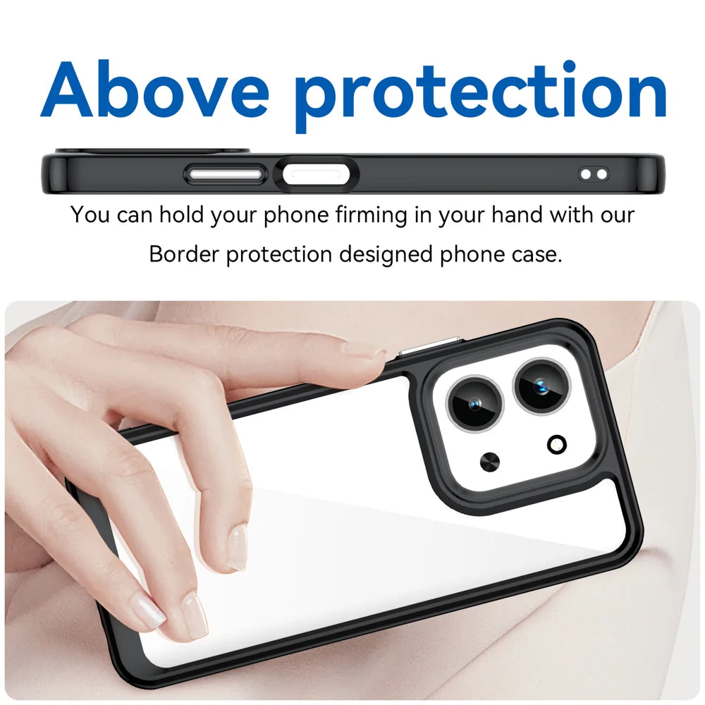 WANLONFENG For Xiaomi Redmi 15C 4G (EU) (173mm) / Xiaomi Redmi 15C 5G (EU) (173mm) Phone Case  XC Series TPU Acrylic Cover with Tempered Glass (Big Lens Hole) - Black - 5