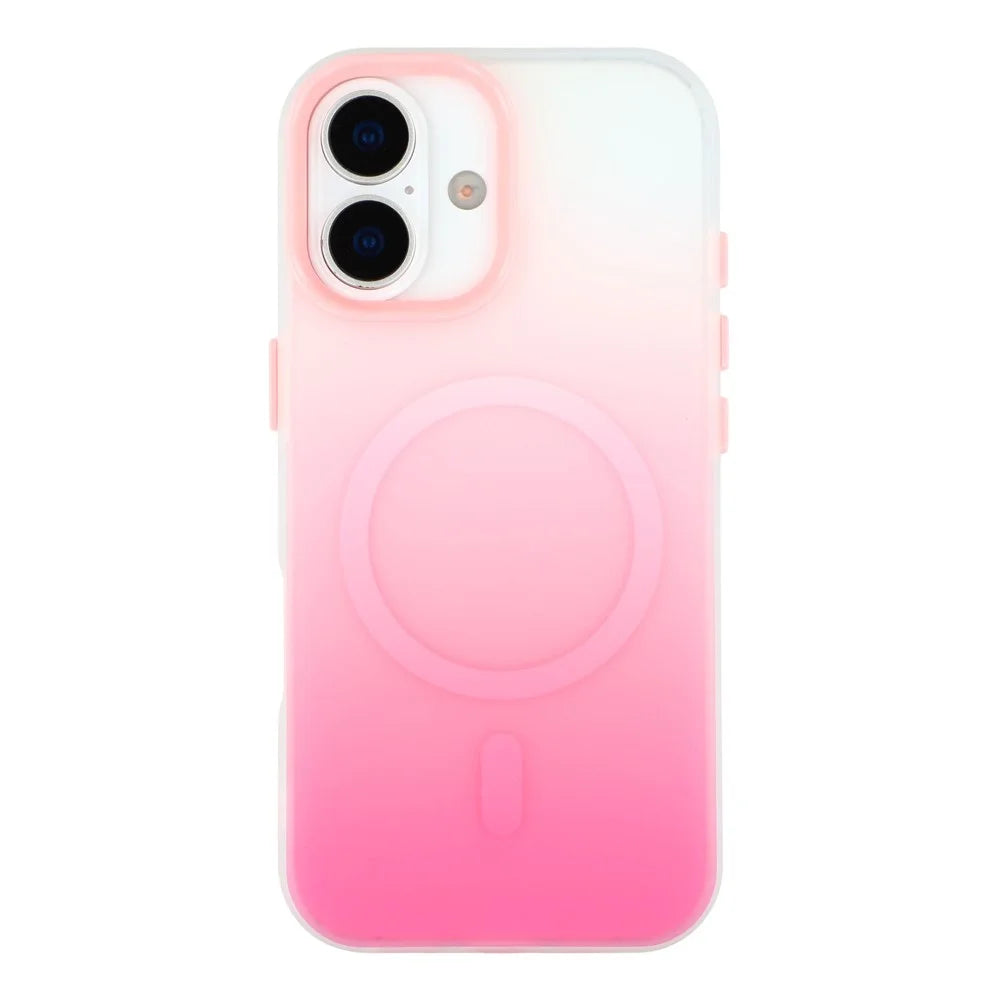 For iPhone 17 Case Compatible with MagSafe Gradient Frosted Design PC + TPU Phone Cover - Pink - 3
