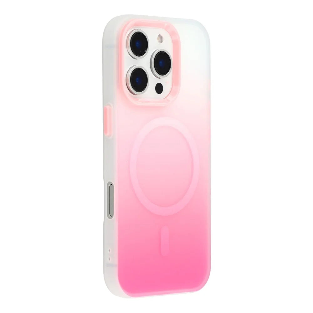 For iPhone 16 Pro Max Case Compatible with MagSafe Gradient Frosted Design PC + TPU Phone Cover - Pink - 1