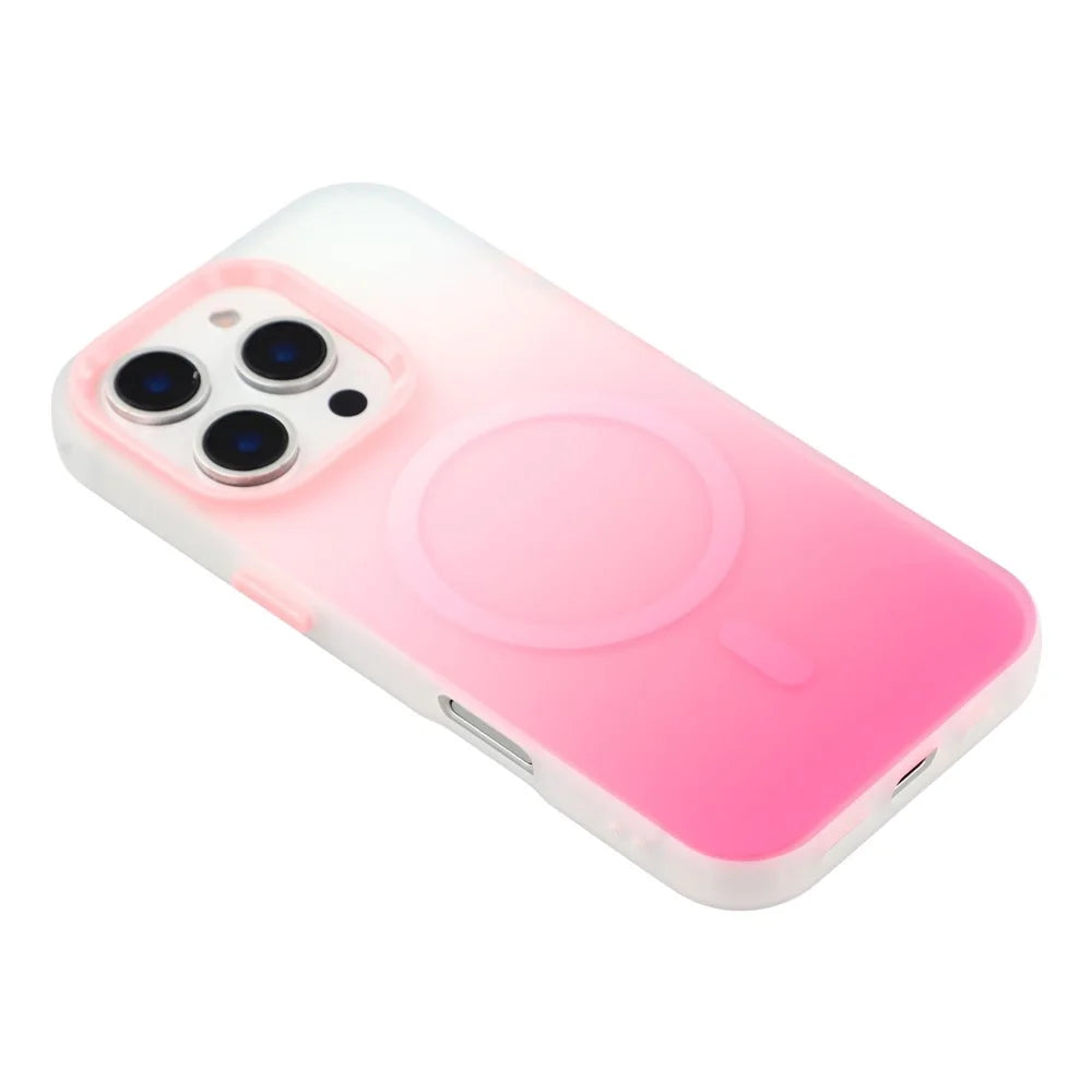For iPhone 16 Pro Max Case Compatible with MagSafe Gradient Frosted Design PC + TPU Phone Cover - Pink - 4