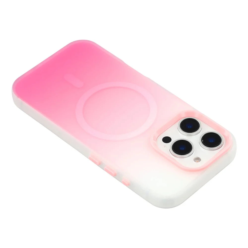 For iPhone 16 Pro Max Case Compatible with MagSafe Gradient Frosted Design PC + TPU Phone Cover - Pink - 5