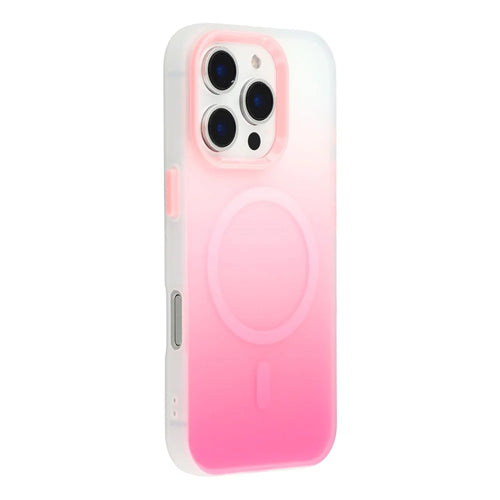 For iPhone 16 Pro Case Compatible with MagSafe Gradient Frosted Design PC + TPU Phone Cover - Pink - 1