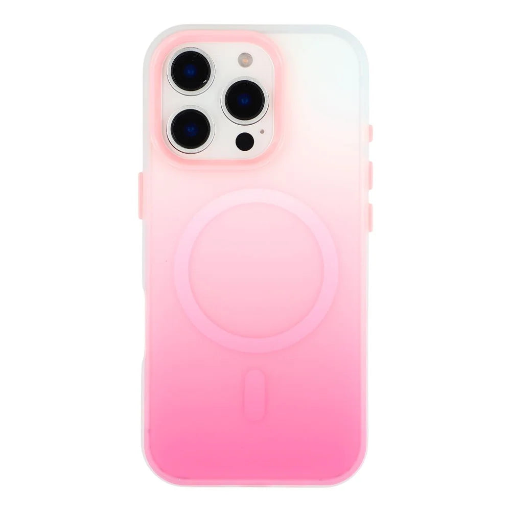 For iPhone 16 Pro Case Compatible with MagSafe Gradient Frosted Design PC + TPU Phone Cover - Pink - 3