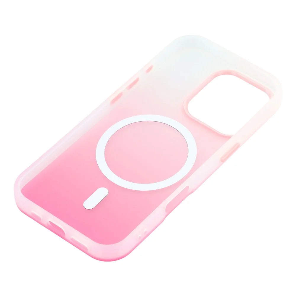 For iPhone 16 Pro Case Compatible with MagSafe Gradient Frosted Design PC + TPU Phone Cover - Pink - 6