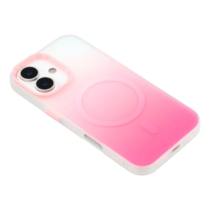 For iPhone 16 Case Compatible with MagSafe Gradient Frosted Design PC + TPU Phone Cover - Pink - 4