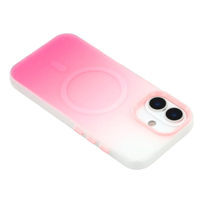 For iPhone 16 Case Compatible with MagSafe Gradient Frosted Design PC + TPU Phone Cover - Pink - 5