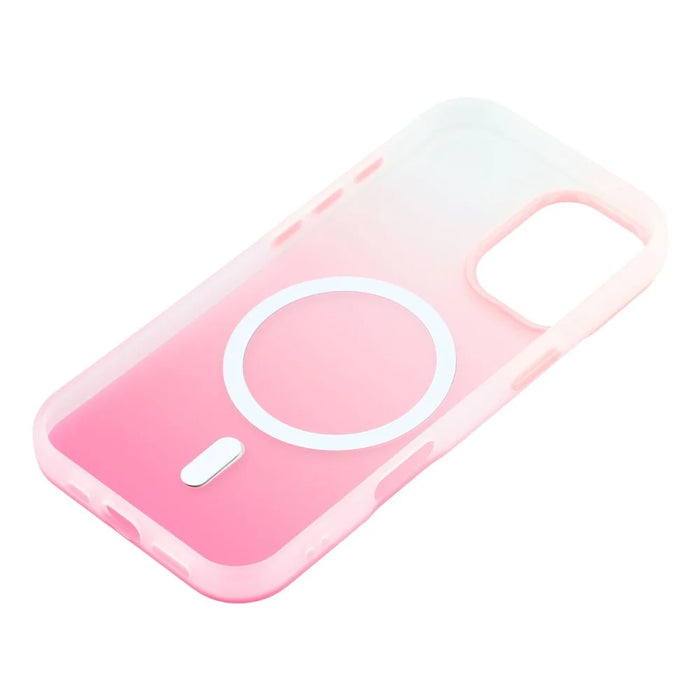 For iPhone 16 Case Compatible with MagSafe Gradient Frosted Design PC + TPU Phone Cover - Pink - 6