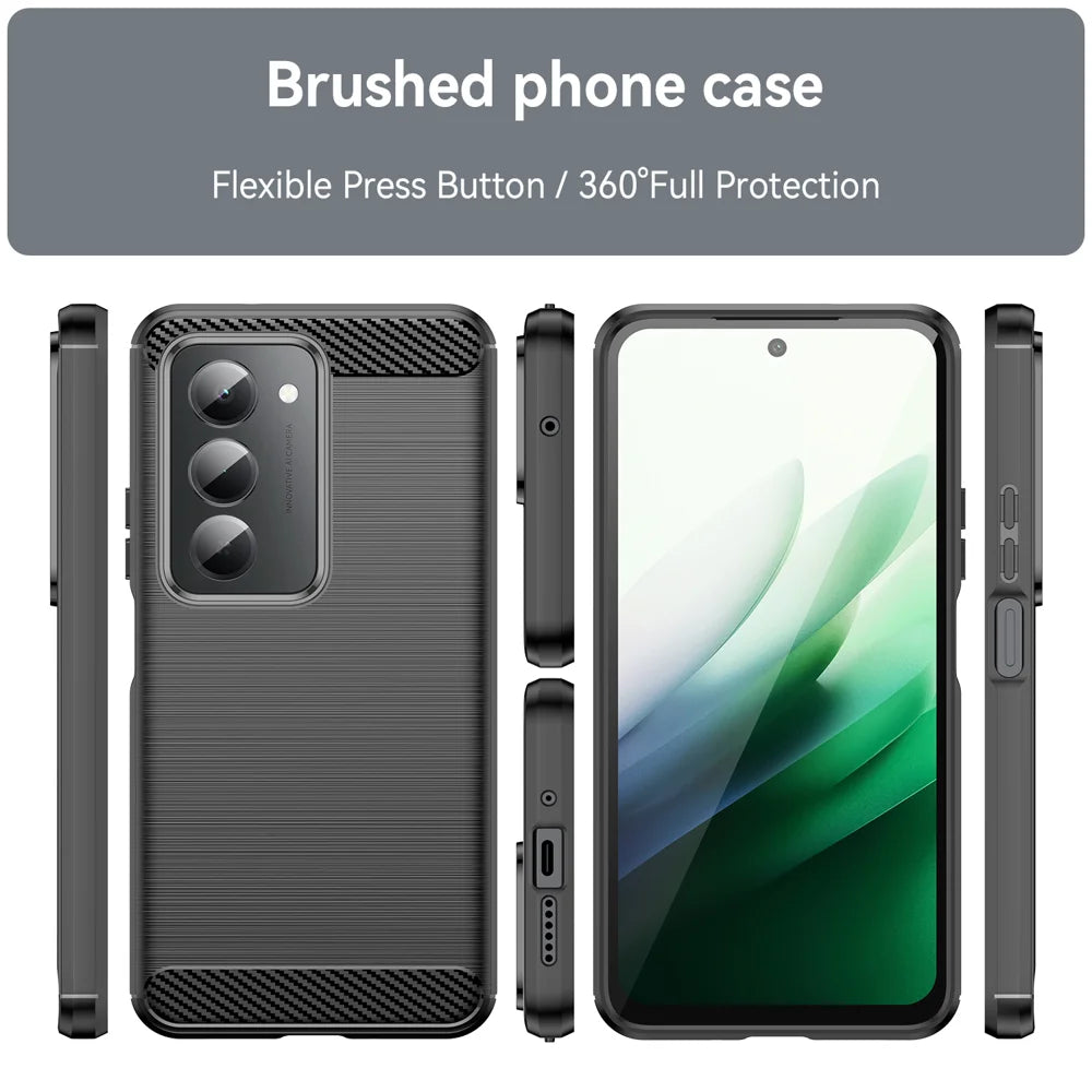 WANLONFENG For Xiaomi Redmi 15 4G (EU) (171mm) / Xiaomi Redmi 15 5G (EU) (171mm) Case with Screen Film  LS Series Big Lens Hole Brushed Texture TPU Phone Cover - Black - 3