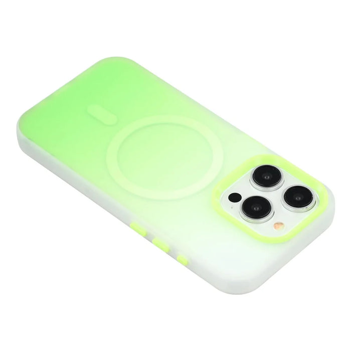 For iPhone 13 Pro Case Compatible with MagSafe Gradient Frosted Design PC + TPU Phone Cover - Green - 5