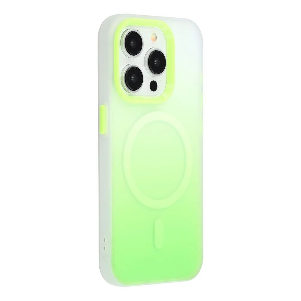 For iPhone 15 Pro Case Compatible with MagSafe Gradient Frosted Design PC + TPU Phone Cover - Green - 1