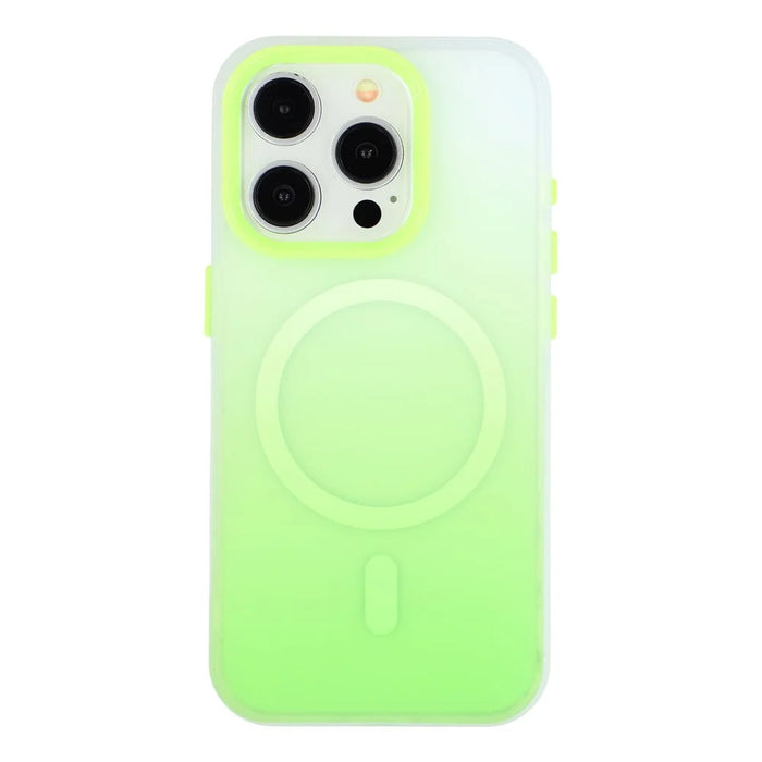 For iPhone 15 Pro Case Compatible with MagSafe Gradient Frosted Design PC + TPU Phone Cover - Green - 3