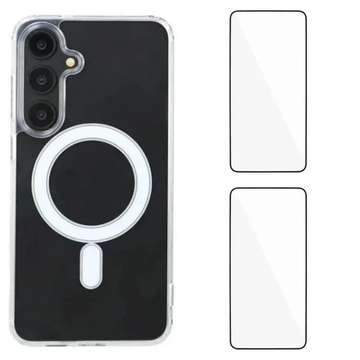 WANLONFENG For Samsung Galaxy A17 4G / Galaxy A17 5G Clear Case  LM1 Series Magnetic Case with 2Pcs Screen Films (Big Lens Hole) - Transparent - 1